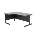 Front view of the TC Office Single Upright Radial Desk in black, showcasing its sleek black surface and modern design.