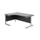 Front view of the TC Office Single Upright Radial Desk in black with a spacious work surface and modern design.