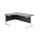Front view of the TC Office Single Upright Radial Desk in black, featuring a spacious work surface and modern design.