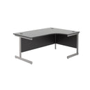 Single upright radial desk in black from TC Office, featuring a sleek, modern design with a spacious work surface.
