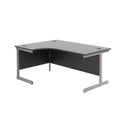 Front view of the TC Office single upright radial desk in black, showcasing its sleek workspace and modern design.