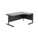 TC Office single upright radial desk in black with a spacious work surface and modern design, shown from the front angle.