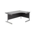 Black TC Office Single Upright Radial Desk with curved design and spacious workspace, shown from the front.