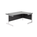 TC Office single upright radial desk in black, featuring a modern design with a curved work surface and sturdy construction.