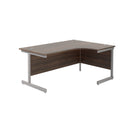 TC Office single upright radial desk in dark walnut wood finish, showcasing the front view with a sleek workspace design.
