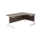 TC Office Single Upright Radial Desk in dark walnut wood with a sleek front view and modern design.