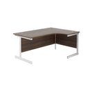 Front view of TC Office Single Upright Radial Desk in dark walnut wood with curved design and modern office style.