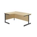 TC Office single upright radial desk in maple wood with a modern design, front view showing clean lines and spacious workspace.