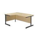 TC Office Single Upright Radial Desk in maple wood, showcasing the front view with a sleek, modern design and smooth surface.