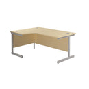 Front view of TC Office Single Upright Radial Desk in Maple with a spacious workspace and modern design.