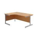 Front view of the TC Office Single Upright Radial Desk in Nova Oak with a radial design and clean, modern appearance.