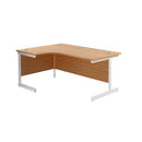 Front view of TC Office Single Upright Radial Desk in Nova Oak with rounded edges and modern design.