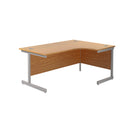 Front view of TC Office Single Upright Radial Desk in Nova Oak finish with a spacious workspace and modern design.