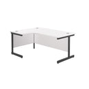 Front view of the TC Office Single Upright Radial Desk in white, showcasing its sleek design and spacious workspace.