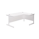 TC Office single upright radial desk in white, showing the front view with a smooth, modern design and spacious work surface.
