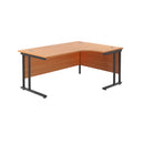 Twin upright radial desk by TC in beech finish with left-hand configuration, ideal for office workspace.