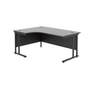 Black TC Office Twin Upright Radial Desk with left-hand configuration, featuring a sleek, modern design and ample workspace.