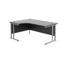Black TC Office Twin Upright Radial Desk with left-hand configuration, featuring a sleek, modern design for office workspace.