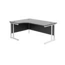Black TC Office Twin Upright Radial Desk with left-hand configuration, featuring a modern office workspace design.