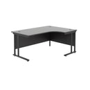 Black TC Office Twin Upright Radial Desk with left-hand configuration, featuring spacious work surfaces and modern design.