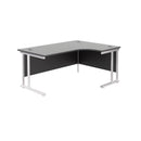 Black TC Office Twin Upright Radial Desk with left-hand configuration, featuring a sturdy design and spacious work surface.