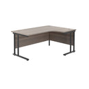 Front view of the TC Office Twin Upright Radial Desk in Grey Oak with a modern design and spacious workspace.