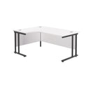 Front view of the TC Office Twin Upright Radial Desk in white, featuring a spacious workspace and modern design.