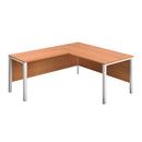 Front view of TC Goal Post Return Desk in beech wood, showcasing the sleek design and spacious workspace.