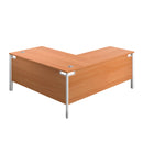 Back view of TC Goal Post Return Desk in Beech wood, showcasing the sturdy tabletop and modern office workspace design.