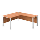 Front view of TC Goal Post Return Desk in beech wood with clean lines and a spacious workspace.