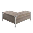 Grey oak TC Goal Post Return Desk with modern design, featuring clean lines and a spacious work surface.
