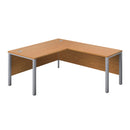 Front view of the TC Goal Post Return Desk in Nova Oak, featuring a spacious desk with a goal post design and modern wood finish.