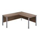 TC Goal Post Return Desk in Walnut with modern design and clean lines, showcasing the front view of the workspace.