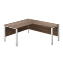 TC Goal Post Return Desk in walnut wood, showcasing the front view with clean lines and modern design for home or office use.