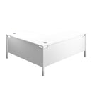 White TC Goal Post Return Desk with metal frame and spacious work surface, shown from the back angle.