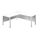 White TC Goal Post Return Desk with clean, modern design, featuring a spacious workspace and sturdy construction.