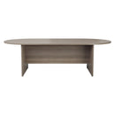 Front view of the TC D-End Meeting Table in Grey Oak finish, showcasing its modern rectangular design and wood grain texture.