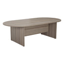 TC D-End Meeting Table in Grey Oak finish, showcasing sleek rectangular surface and sturdy metal legs for professional conference rooms.