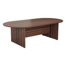 TC D-End Meeting Table in walnut wood finish, featuring a sleek design and sturdy construction for conference rooms.