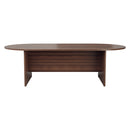 TC D-End Meeting Table in walnut finish, showcasing a sleek, modern conference table with sturdy metal legs.