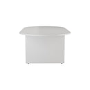 White TC D-End Meeting Table with sleek design and sturdy legs, ideal for conference rooms and office spaces