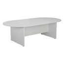 White TC D-End Meeting Table with sleek design and sturdy legs, ideal for conference and office spaces.