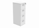 Arctic white Core filing cabinet by TC with four drawers, modern design, and metal handles, shown from the front.