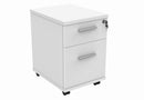 Front view of the TC Core Mobile Under Desk Pedestal in Arctic White, showing its compact design and storage drawers.