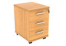 Core Mobile Under Desk Pedestal in Norwegian Beech from TC, showing front view with drawers and smooth finish.