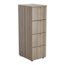 Grey oak Essentials wooden filing cabinet by TC with multiple drawers, front view showing smooth finish and sturdy construction.