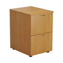 Front view of TC Essentials Wooden Filing Cabinet in Nova Oak with multiple drawers and sleek metal handles.