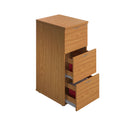 TC Essentials wooden filing cabinet in Nova Oak, open front view showing multiple file drawers and organized storage.
