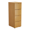 Front view of TC Essentials Wooden Filing Cabinet in Nova Oak, featuring multiple drawers and a sturdy wooden construction.
