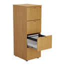 Open view of TC Essentials Wooden Filing Cabinet in Nova Oak finish, featuring multiple drawers for organized office storage.